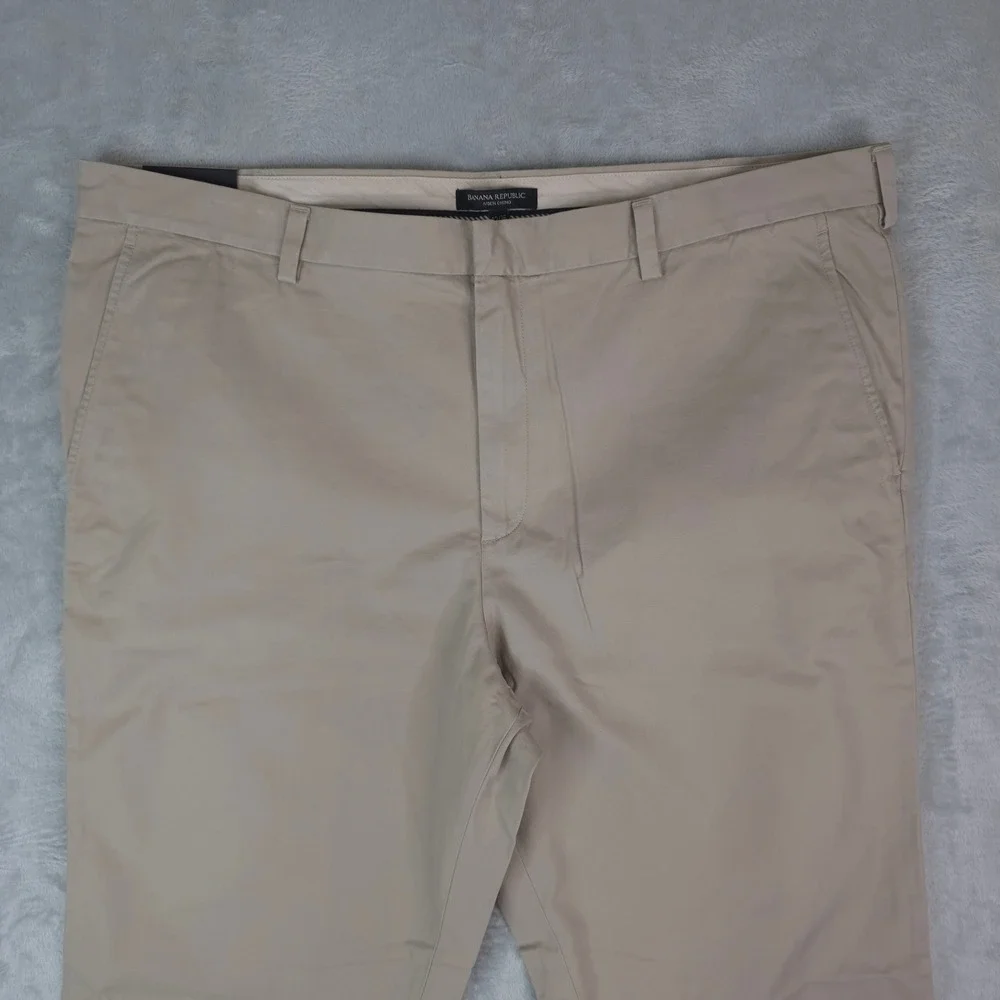 Banana Republic Aiden Chino‎ Pants Mens 42x36 Khaki Beige Slim Fit Cotton Casual